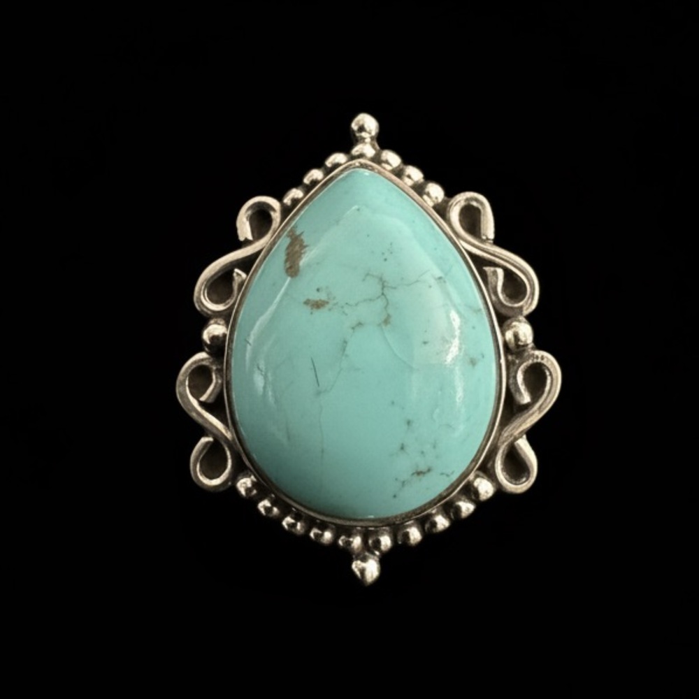 Genuine Turquoise and Sterling‎ Silver Women's Ring